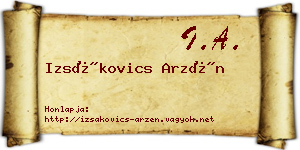 Izsákovics Arzén névjegykártya